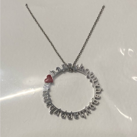 2/$25 NWT “Happy” Necklace Silver With Red Heart - Picture 3 of 3
